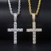 Hip Hop Cross Copper Set 4mm Zircon Plated True Gold Pendant Necklace Street Trendy Jewelry_ipsvogv.com