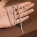 Women's Jewelry Simple And Noble Zircon Jewelry Set Four Claw Necklace Earrings Bracelet Bride Temperament Set Accessories_ipsvogv.com