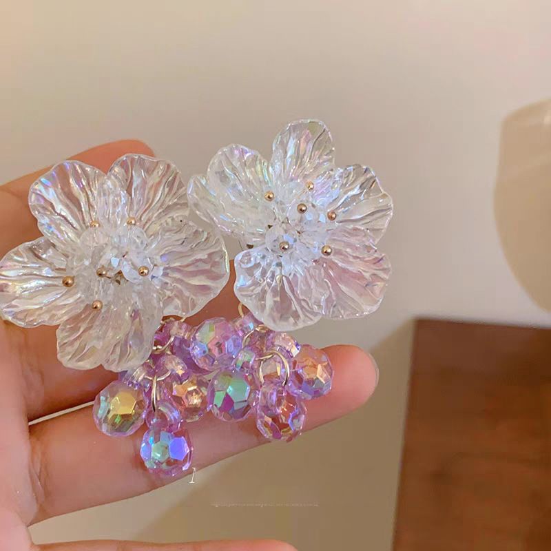Women’s Jewelry Set Fashion Super Fairy Colored Crystal Shell Flower Earrings Exaggerated Niche High End Temperament Earrings New Female Earrings_ipsvogv.com
