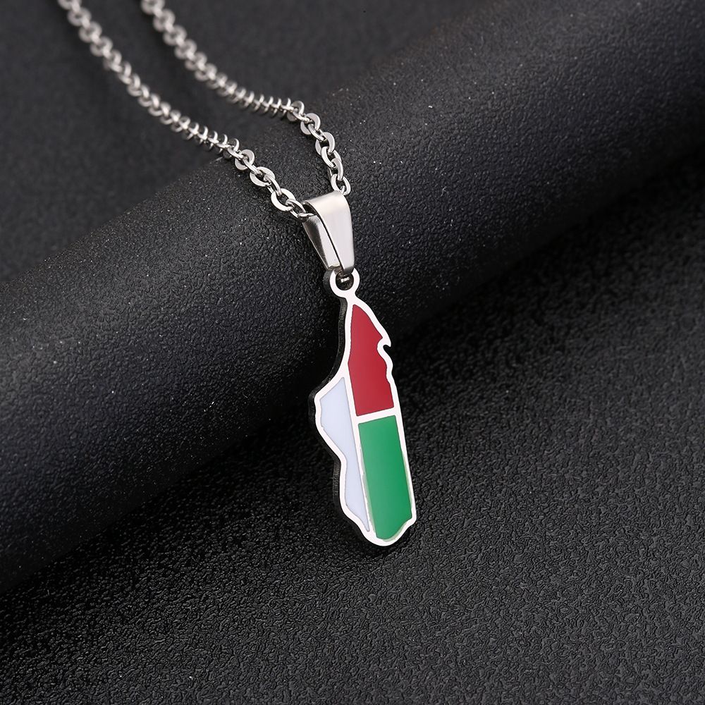 Stainless steel Madagascar map necklace ethnic style female niche design light luxury sweater chain African jewelry_ipsvogv.com