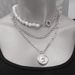 Fashion Shaped Pearl Mixed With Three-layer Chain Necklace, Hip-hop Rose Relief Queen Pendant_ipsvogv.com