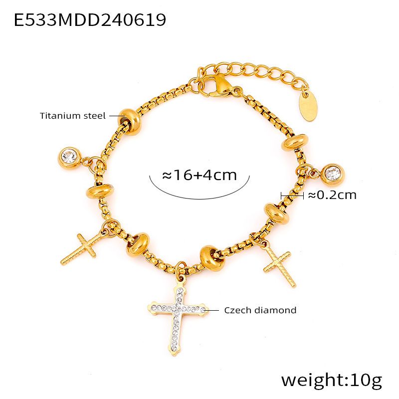 Fashionable Hot Selling Diamond Inlaid Bracelet, Niche Accessory, Versatile Titanium Steel Gold-plated Jewelry, Color_ipsvogv.com