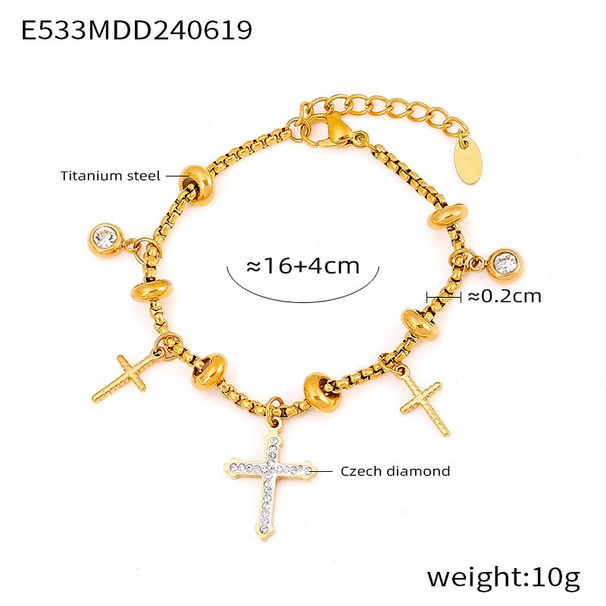 Fashionable Hot Selling Diamond Inlaid Bracelet, Niche Accessory, Versatile Titanium Steel Gold-plated Jewelry, Color_ipsvogv.com