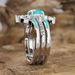 Sanjie New Product Fashion Diamond Blue Turquoise Three Piece Ring Set_ipsvogv.com