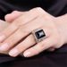 Tree Of Life Hollow Square Black Zircon Agate Adjustable Obsidian Chalcedony Men's Ring_ipsvogv.com