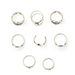 Bohemian Ancient Silver Moon Drop Oil Diamond Cross Double Layer Totem 8-piece Ring Set_ipsvogv.com