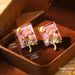 Monet Garden Violet Series Enamel Love Geometric Niche Vintage High End Earrings Oil Painting Earrings_ipsvogv.com