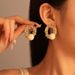 Vintage Metallic Wheat Ear Resin Geometric Silver Needle Earrings_ipsvogv.com