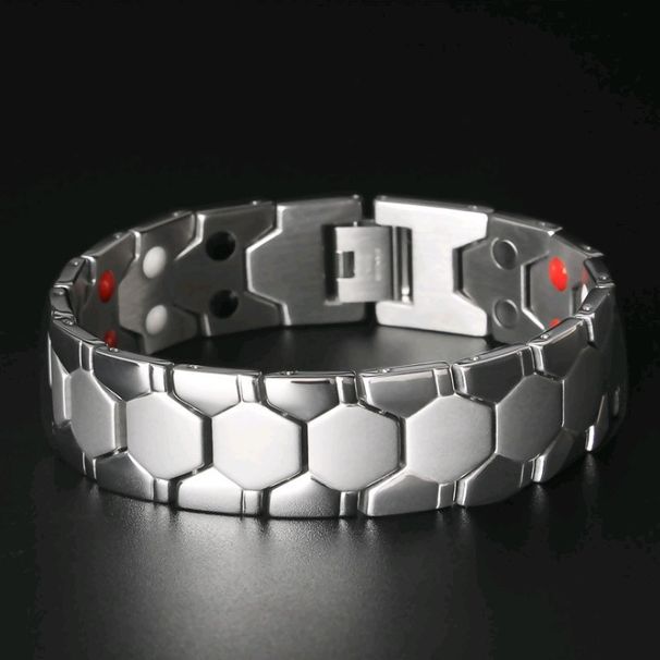 Hot-Selling Men's Square Stone Dominant Germanium Particle Four-in-One Wide Magnetic Therapy Bracelet_ipsvogv.com