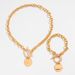 Fashionable Metallic Circular Pendant Necklace, Hip-hop Ins Portrait Hang Tag, OT Buckle Chain, Collarbone Chain_ipsvogv.com