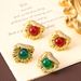 Vintage Red Green Agate Zircon Earrings with Silver Needles, Light Luxury, Small High End Earrings, Autumn and Winter_ipsvogv.com