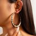 Exaggerated Spicy Girl Style Leopard Print With Geometric Metal Ring Earrings For Women_ipsvogv.com