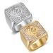 New Hip-Hop Jewelry Titanium Steel Gold-Plated Full Diamond Dominant Lion Head Men's Ring_ipsvogv.com