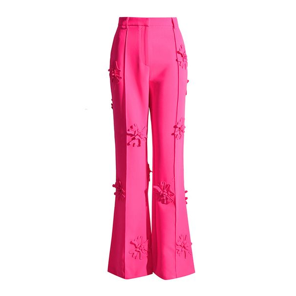Women's Clothing new fashion brand double breasted three dimensional flower patchwork suit + high waisted flared pants two piece suit for women_ipsvogv.com