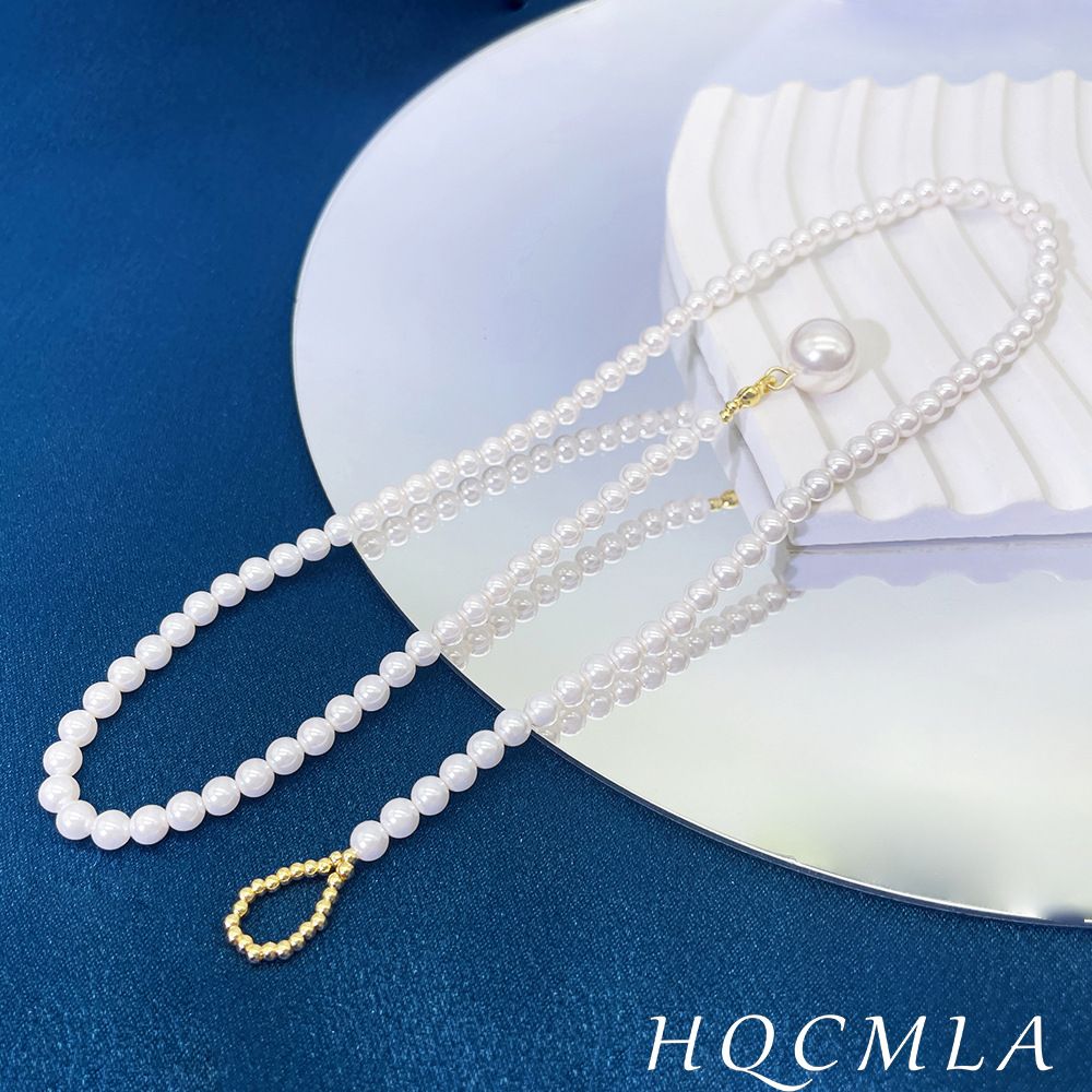 Round, Strong Light Gray Shijia Pearl Elegant And Luxurious Necklace, High-end Versatile Bead Sweater Chain,_ipsvogv.com