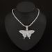 Hip Hop Fashion Versatile Necklace Fashionable Full Diamond Unisex Butterfly Pendant Cuban Chain Jewelry_ipsvogv.com