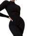 European and American new women's fashion high collar tight high waist casual solid color sports jumpsuit for women_ipsvogv.com