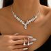 Trendy Jewelry Exquisite Crystal Rhinestone Necklace Earrings Dress Two-Piece Set_ipsvogv.com