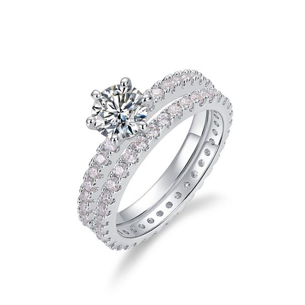 S925 silver moissanite couple's rings are inlaid with super flashing colored gemstones for men and women, simple and fashionable engagement engagement_ipsvogv.com