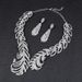 Jewelry Necklace Earring Set Women's Electroplated Alloy New Exaggerated Fashion Feather Shape_ipsvogv.com