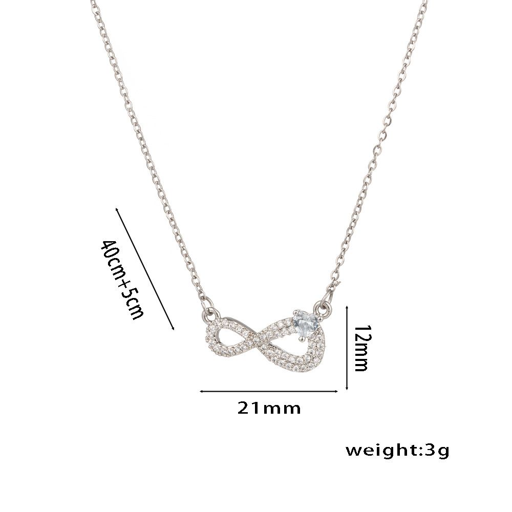 Necklace Women's Minimalist Titanium Steel Zircon Necklace, Unique Design Sense 8 Word Instagram Trendy Network Collar_ipsvogv.com