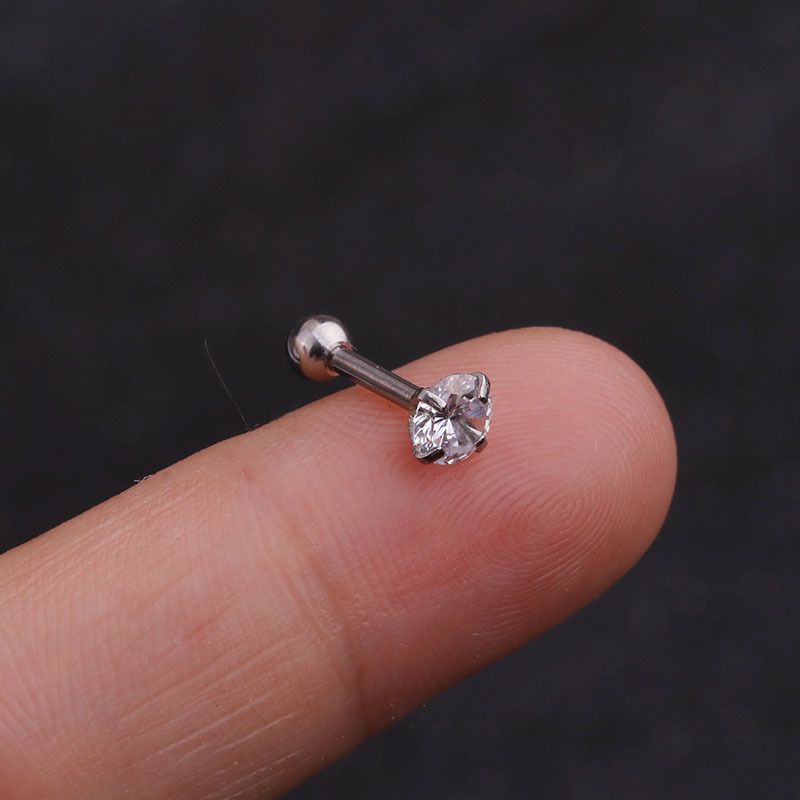 new stainless steel zircon small earrings threaded flower ear bone studs hot selling body piercing jewelry_ipsvogv.com