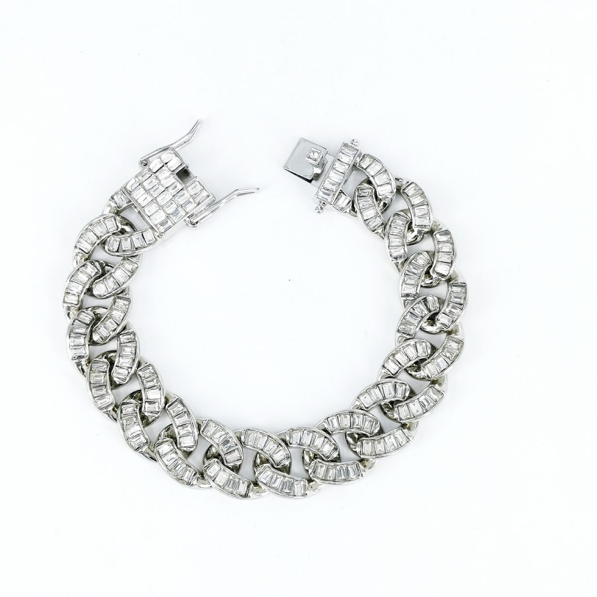Unisex 16mm Rectangular Glass Necklace Trendy Cuban Chain Full Of Diamonds Original Design Alloy Hip Hop Style_ipsvogv.com