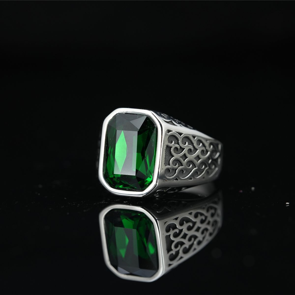 Titanium Steel Cuban Chain Design Men's Open Trendy Brand Versatile Tail Index Finger Ring High End Sense Niche_ipsvogv.com