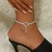 Unisex Full Diamond Fashion Versatile Beach Anklets Personalized Shiny Rhinestone Heart Foot Ornaments Tassel Matching_ipsvogv.com