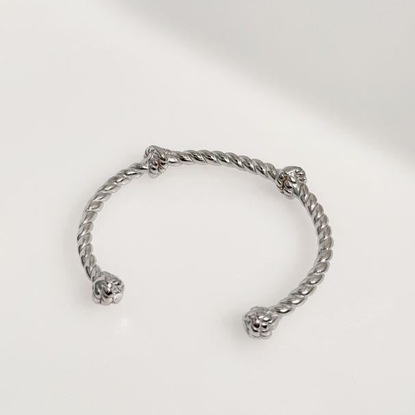 Spring And SummerWomen’s Jewelry Set Fashion Real Gold Electroplated Titanium Steel Knotted Twisted Steel Color Open Bracelet_ipsvogv.com