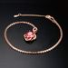 Unisex hot selling jewelry Retro flower red crystal necklace Popular rose gold plated jewelry_ipsvogv.com