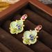 Medieval Court Style Enamel Flower Oil Painting Pearl Women, Niche Art, Light Luxury Earrings For Autumn And Winter_ipsvogv.com