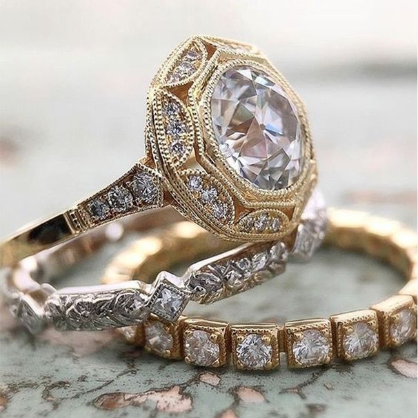 Sanjie's New Fashionable Jewelry, Full Circle Geometric Ring, Three Piece Set For Women's Jewelry_ipsvogv.com