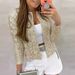 Women's round neck long-sleeved solid color cardigan casual versatile sequined jacket_ipsvogv.com