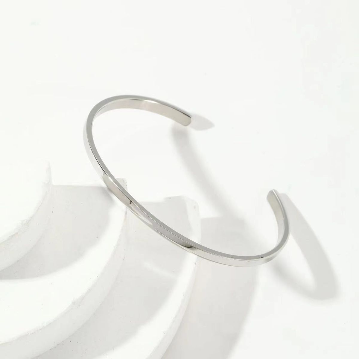 Women's Jewelry Titanium Steel Bracelet Stainless Steel Watch Accessories Bevel Opening C Shaped Bracelet Hand Jewelry_ipsvogv.com