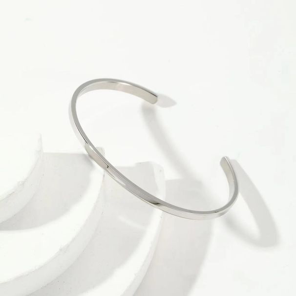 Women's Jewelry Titanium Steel Bracelet Stainless Steel Watch Accessories Bevel Opening C Shaped Bracelet Hand Jewelry_ipsvogv.com