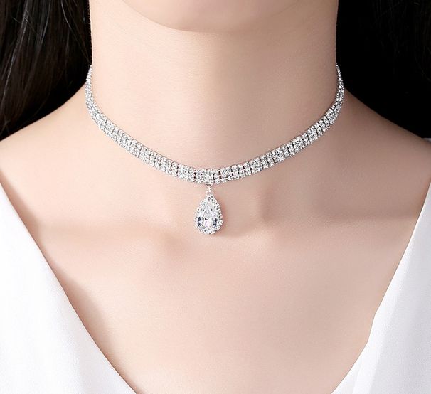 Bohemian Multi-layer Water Drops Flash Diamond Pendant Necklace Fashion Elegant Smart Necklace Women choker_ipsvogv.com