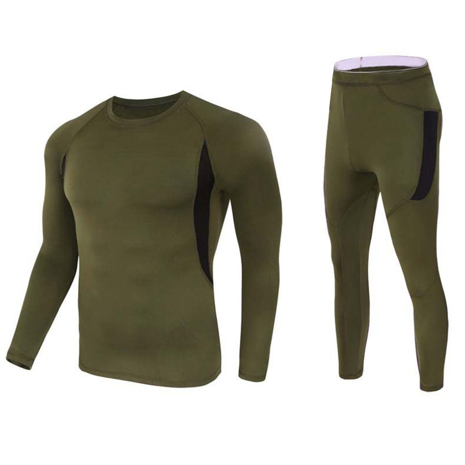 Men's Clothing outdoor tactical fleece thermal underwear set quick drying cycling fitness tight functional underwear sports suit_ipsvogv.com