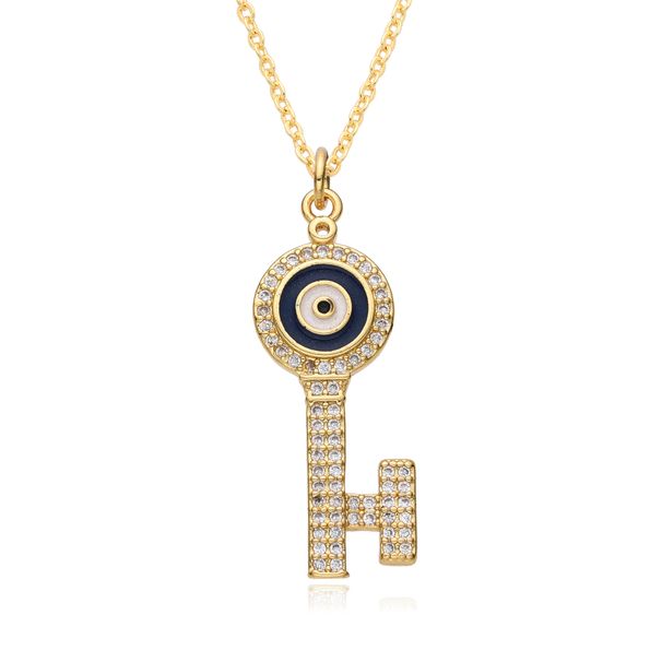 HipHop New Solid Copper Micro Inlaid Key Necklace Pendant Female Fashion Mingyuan Light Luxury Style Simple And Sweet_ipsvogv.com