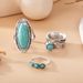 New Combination Bohemian Feather Large Turquoise 3-piece Set Ring_ipsvogv.com