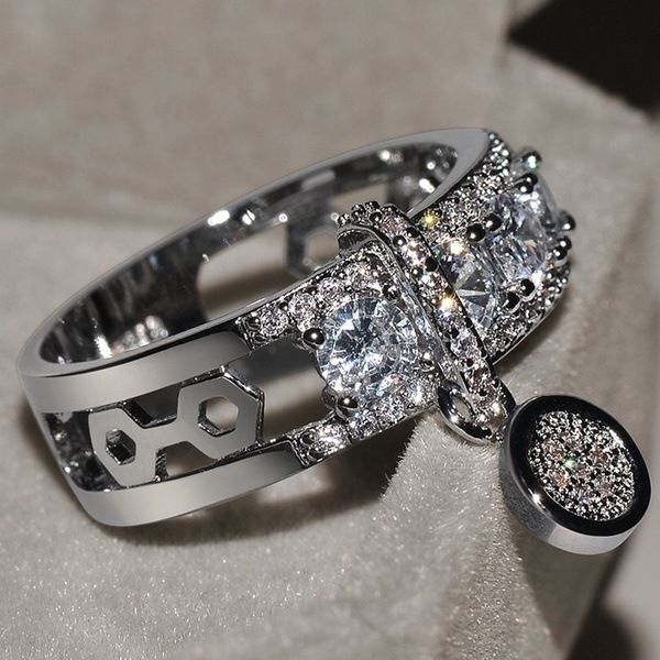 Jewelry Fashion Creative Zircon Women's Gold Plated Disc Ring_ipsvogv.com