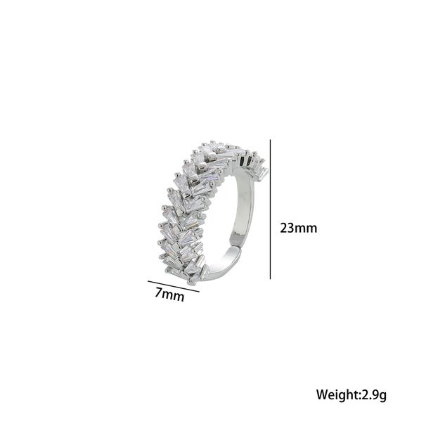 Fashionable Temperament Double Row Diamond Zircon Opening Adjustable For Women's Internet Celebrity Instagram Ring_ipsvogv.com