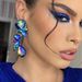 Trendy design teardrop shaped gem earrings Luxury colorful super flash glass diamond earrings new_ipsvogv.com