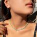 Blue Turquoise Clavicle Brass Gold Plated Single Row 3mm Hip Hop Tennis Chain Necklace Jewelry_ipsvogv.com