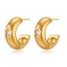 French C Shaped Earrings For Women, Five Pointed Star Design, Simple Inlaid Zircon, Fashionable And Versatile Earrings_ipsvogv.com