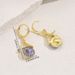 Ins Japanese Korean sweet style women's simple with niche inlaid amethyst high-end design earrings_ipsvogv.com