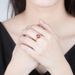 Korean Version Plated For Women's Living With Garnet Inlay, Adjustable Opening Red Ring_ipsvogv.com
