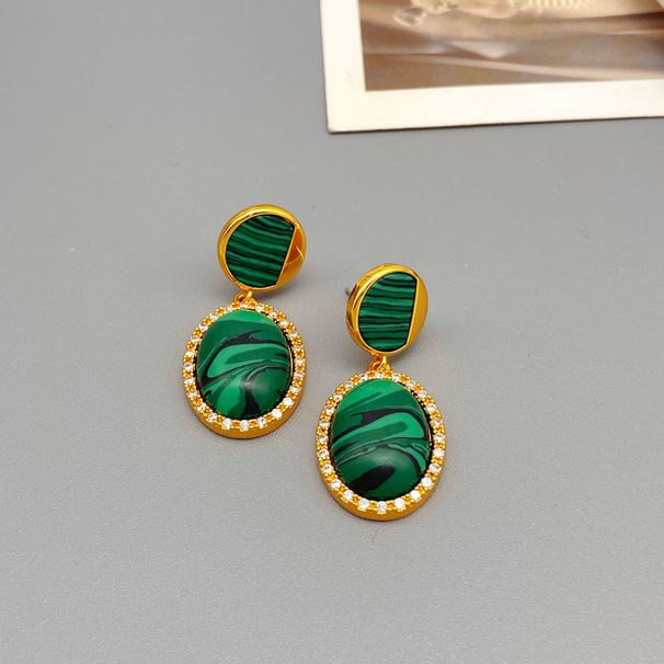 Exaggerated luxurious peacock stone a high-end and super flashy design, niche earrings with silver needles_ipsvogv.com