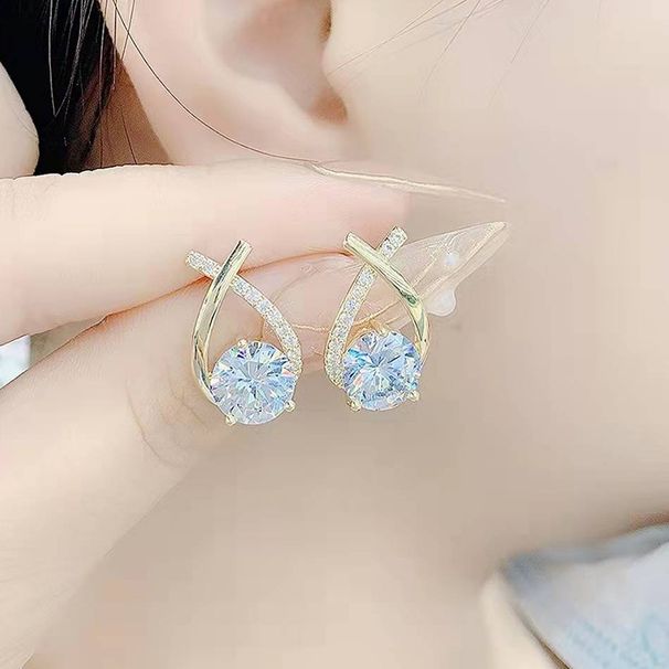 Women's Earrings Hipster girl round face niche design sense refined temperament with a high sense of fishtail zirconium earrings_ipsvogv.com