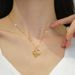 Titanium Steel 【 】 Peach Heart Thread Empty Letter Flower Luxury Charm Internet Red Full Zirconia Necklace Women's 【 】_ipsvogv.com